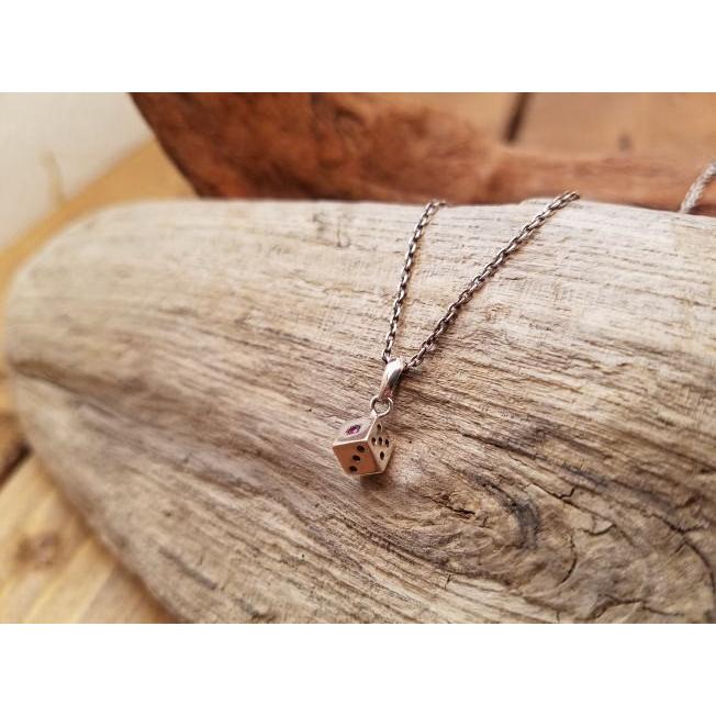 fdp-03 ダイスSペンダント天然ルビー サイコロ ネックレス メンズ