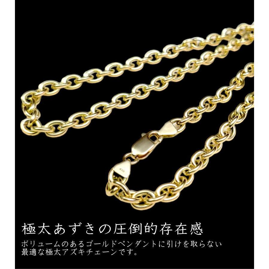 k18 極太 小豆チェーン 職人ハンドメイド あずきチェーン 【5.3mm/50cm 