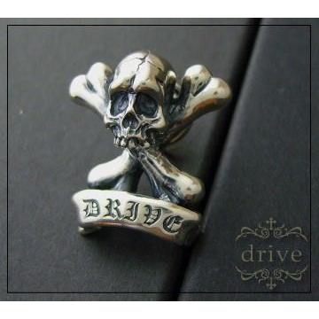 (送料無料)　drive　pin-10　スカルクロスボーンピンバッジ　silver925