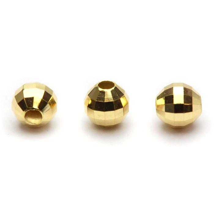 svp-17/直径2.0mm k18 イエローゴールド ミラーカットビーズ 10個売り中空パーツジュエリーハンドメイド金クラフトバラ売り部品手作り_2