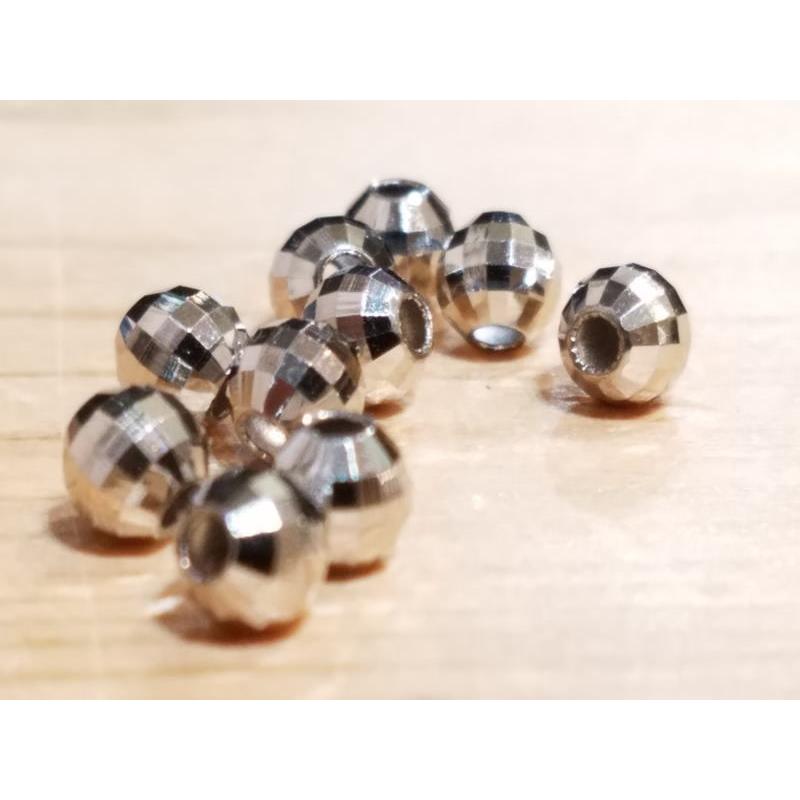 svp-50/直径2.0mm k18WG ホワイトゴールド ミラーカットビーズ 10個売り中空パーツジュエリーハンドメイド金クラフトバラ売り部品手作り_1