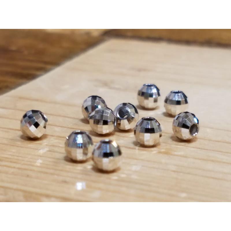 svp-50/直径2.0mm k18WG ホワイトゴールド ミラーカットビーズ 10個売り中空パーツジュエリーハンドメイド金クラフトバラ売り部品手作り_2