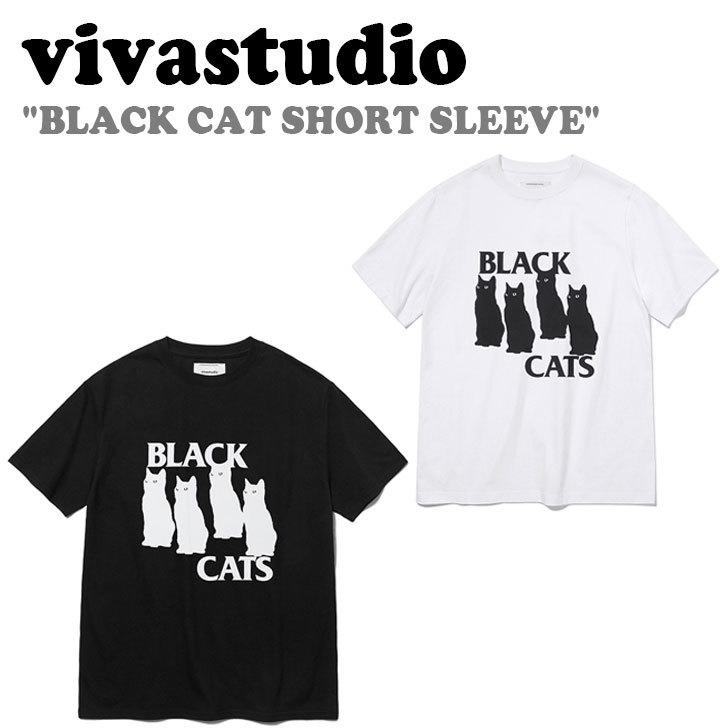 ビバスタジオ 半袖Ｔシャツ vivastudio BLACK CAT SHORT SLEEVE ブラック キャット ショート スリーブ BLACK ブラック WHITE ホワイト LSVT100 ウェア｜drescco