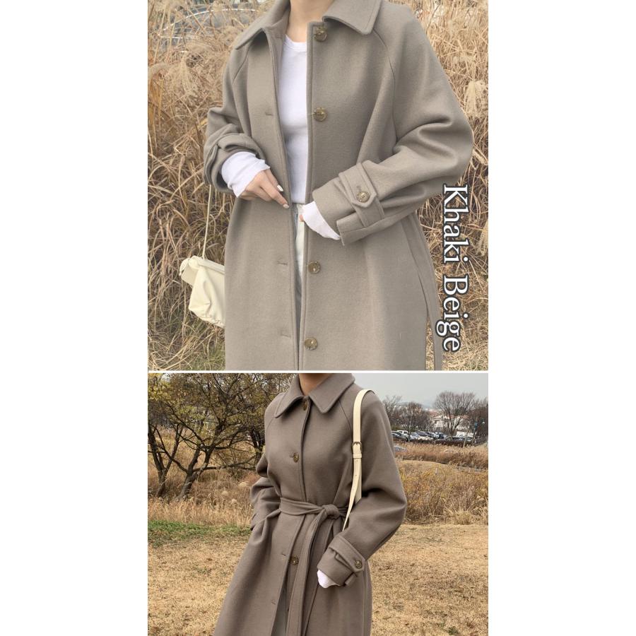 コート ロングコート レディース ステンカラー ロング ウール ボタン ダブルボタン おしゃれ 大人 女性 ウール混 黒 カーキベージュ 韓国  ファッション