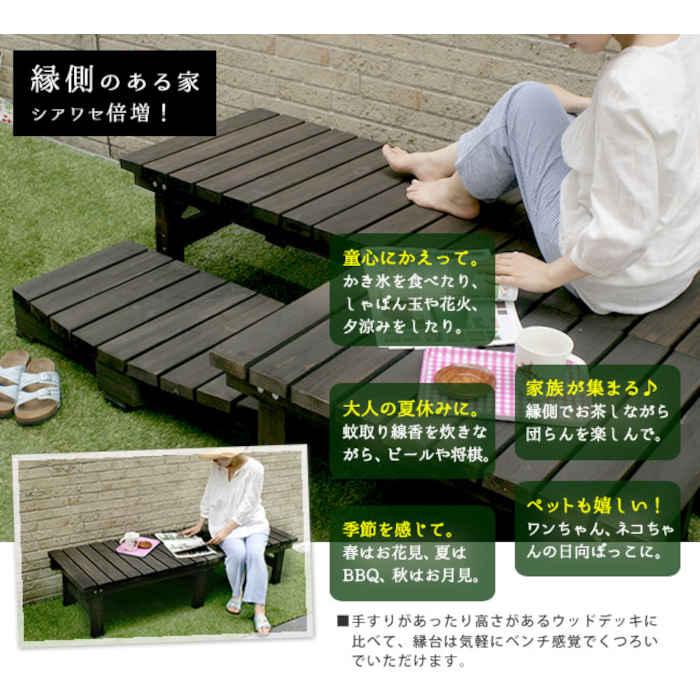 代引不可 デッキ縁台 180×58 超厚 35mm天板 木製 天然木 杉 住まいスタイル 【転倒防止】 DE-180