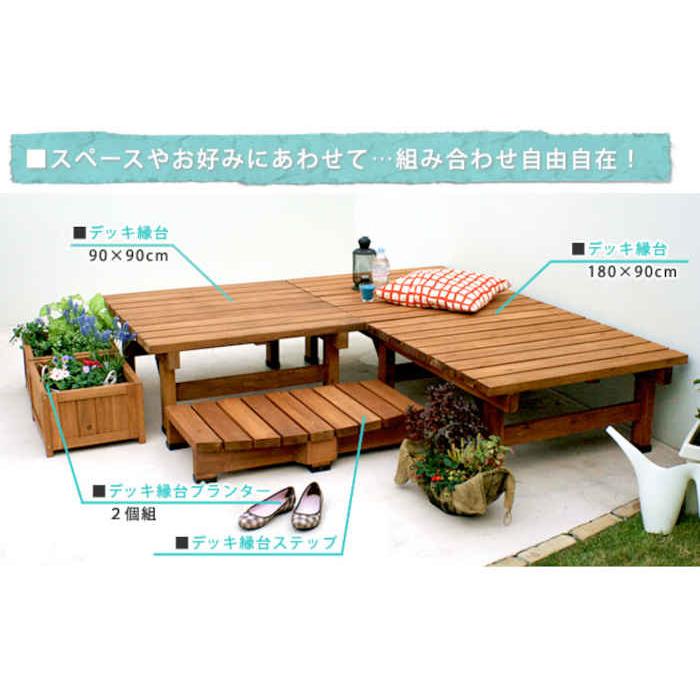 代引不可 デッキ縁台 180×58 超厚 35mm天板 木製 天然木 杉 住まいスタイル 【転倒防止】 DE-180
