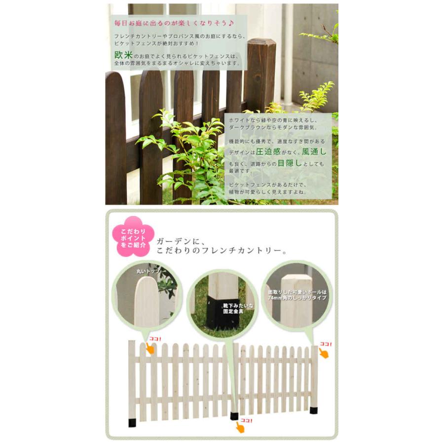 代引不可 ピケットフェンス 連結セット 平地用 木製 【薔薇】 住まいスタイル SFPS1200E-HB