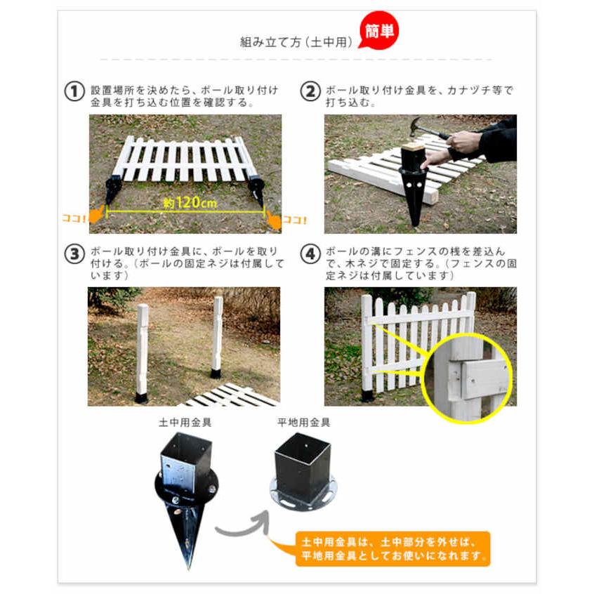 代引不可 ピケットフェンス 連結セット 平地用 木製 【薔薇】 住まいスタイル SFPS1200E-HB