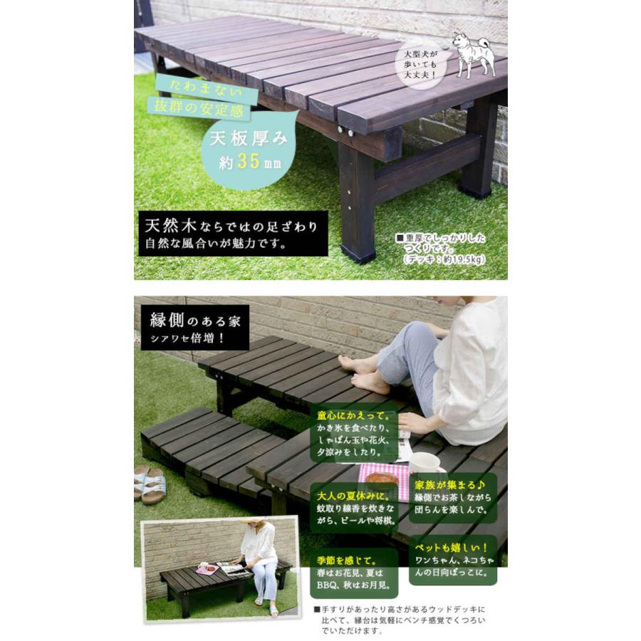 北海道・沖縄・離島配送不可 代引不可 デッキ縁台 180×58 3点セット 木製 杉 住まいスタイル DE-18058-3PSETの画像