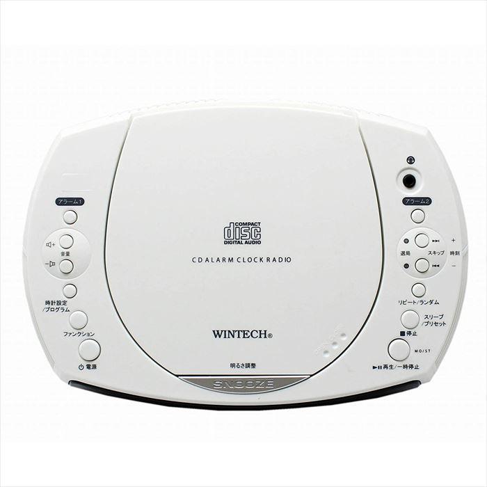 CDクロックラジオ CDプレーヤー 目覚まし時計 ホワイト WINTECH CDC