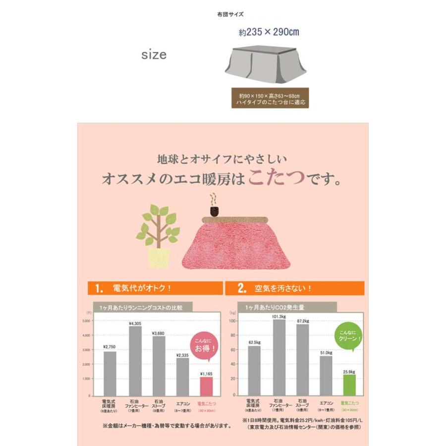 代引不可 こたつ布団 長方形 約235×290cm ハイタイプ用 カジュアル  ストライプ柄の画像