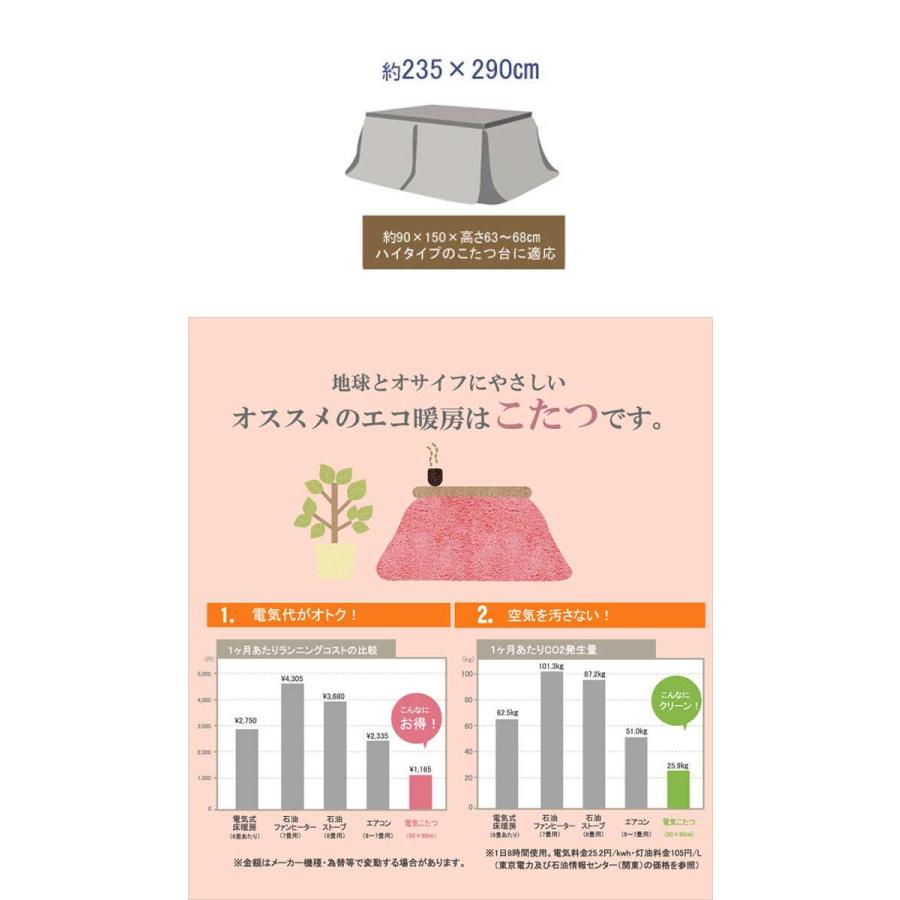 代引不可 こたつ布団 長方形 約235×290cm ハイタイプ用 カジュアル  ストライプ柄の画像