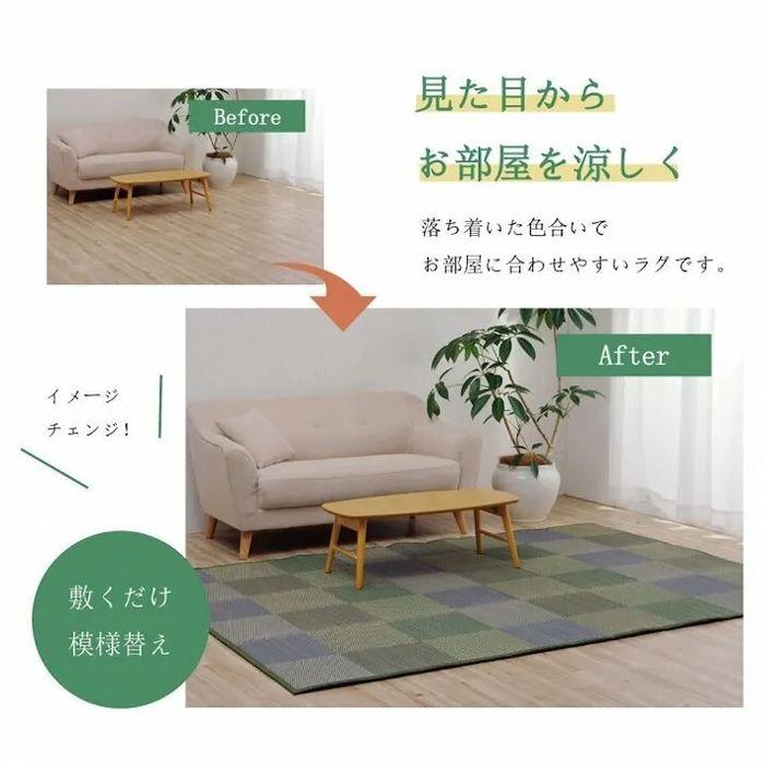 代引不可 ラグ 長方形 い草 自然素材 クッション性 撥水 防ダニ 滑り止め 抗菌防臭 消臭 ブラウン 約3畳 約190×250cm ブラウン