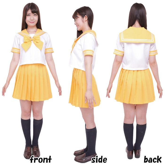 カラーセーラー 黄 4L 男女兼用 セーラー服 コスプレ コスチューム 仮装 衣装 宴会 制服 学生服 クリアストーン 4560320854357｜dresma｜02