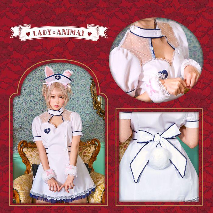 HW レディアニマルナース×うさぎ コスチューム レディース クリア