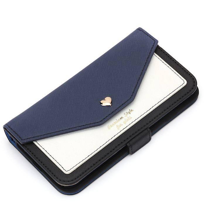 あすつく Iphone7 6s 6 Se 手帳型ダブルフリップカバー ミラーカバー付 スクエア ネイビー Pga Pg 16mfp54nv スマホカバー専門店 ドレスマ 通販 Yahoo ショッピング