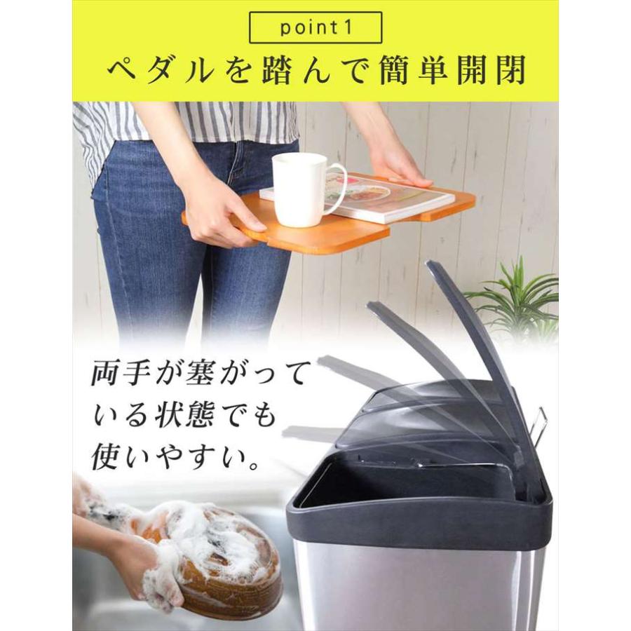 沖縄・離島配送不可 ステンレスダストボックス 3分別 15Lｘ3 ペダル式 ふた付ゴミ箱_3
