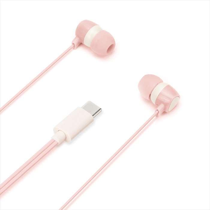 TYPE-Cコネクタ ステレオイヤホン カナルタイプ ピンク PK1 絡みにくい