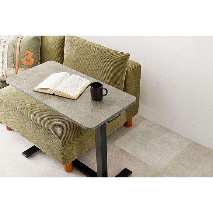 北海道・沖縄・離島配送不可 代引不可 昇降サイドテーブル(マーブルグレー) HAGIHARA KT-3179MGY_3
