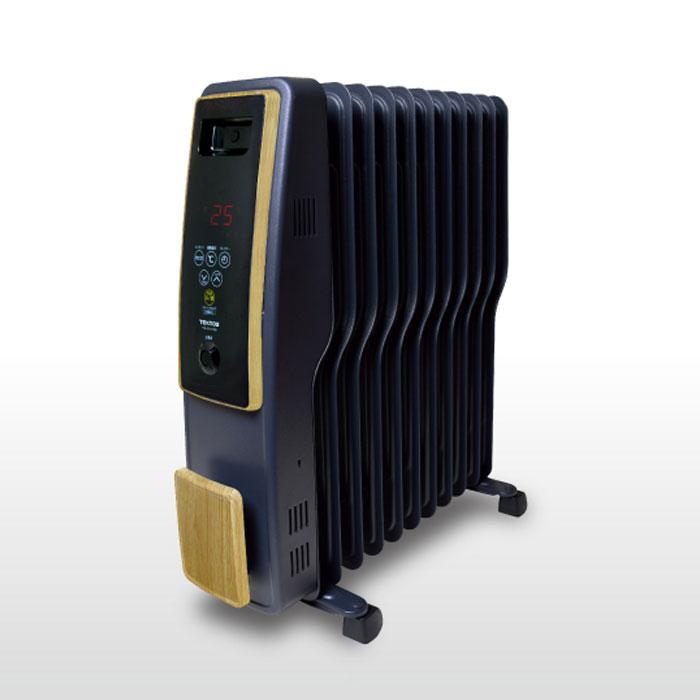 オイルヒーター 1200W/700W/500W 11枚フィン S型フィン デジタル表示 入切タイマー 自動温度調整機能 転倒OFFスイッチ 木目×つや消しブラック テクノス TOH-D1110NB オイルヒーター 1200W/700W/500W 11枚フィン S型フィン デジタル表示