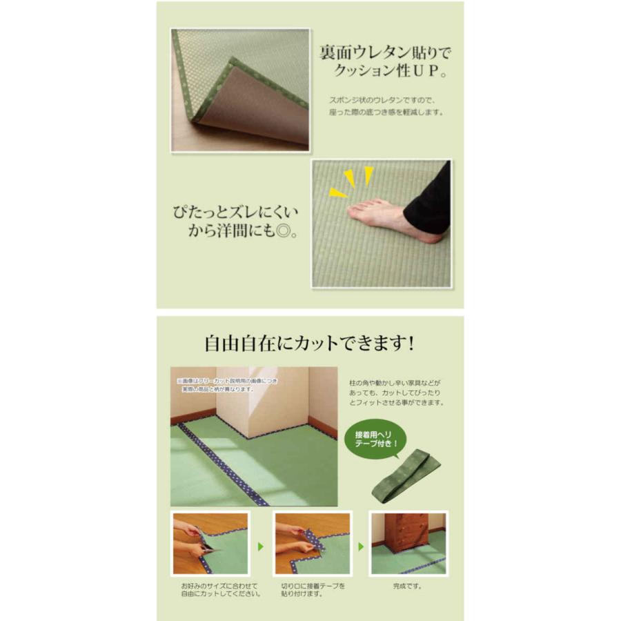 代引不可 い草 上敷きカーペット ござ フリーカット 三六間3畳 約182×273cm F不知火 IKEHIKO 6305143