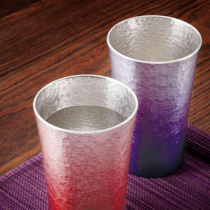 錫製タンブラー200ml 赤 すず 錫 タンブラー ギフト 贈り物 大阪錫器 16-1-1NRDの画像