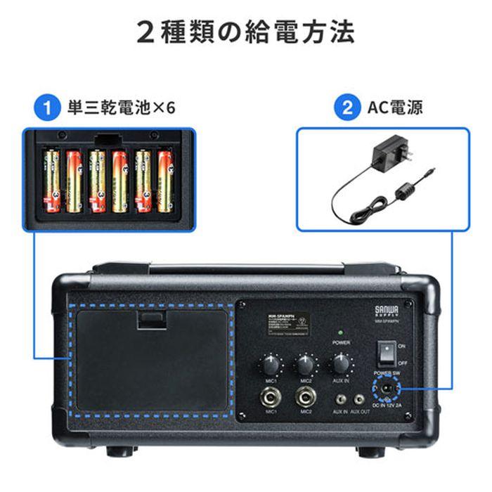代引不可 拡声器スピーカー マイク付 ハンドマイク型拡声器 ブラック サンワサプライ MM-SPAMPN_6
