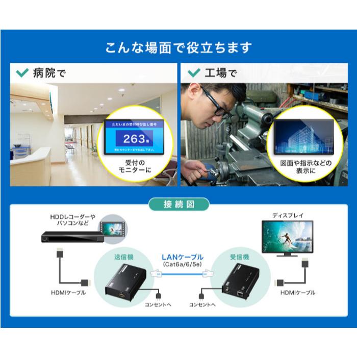 即日出荷 代引不可 HDMIエクステンダー 受信機と送信機のセット LANケーブル1本で手軽に長距離延長 サンワサプライ VGA-EXHDLT_3