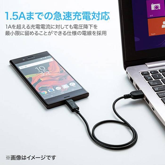 あすつく 代引不可 PC・タブレット・スマホ用 USB2.0 Type-C-A ケーブル 1.5m データ転送 急速充電 ブラック サンワサプライ KU-CA15K｜dresma｜04