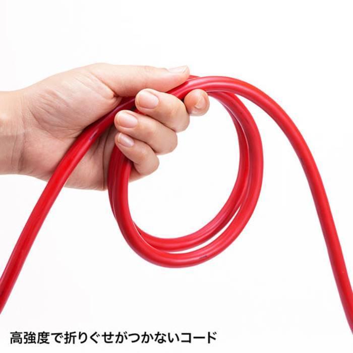 代引不可 電源タップ 医療施設 病室で安心して使える医用ホスピタルグレードプラグ採用 抜け止めタップ 3P 6個口 レッド 3m サンワサプライ TAP-HPM6-3R_3