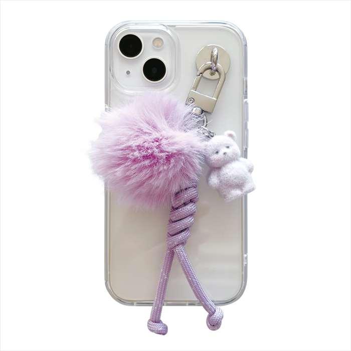 フロッキークマちゃん パラコード ストラップ パープル スマホ