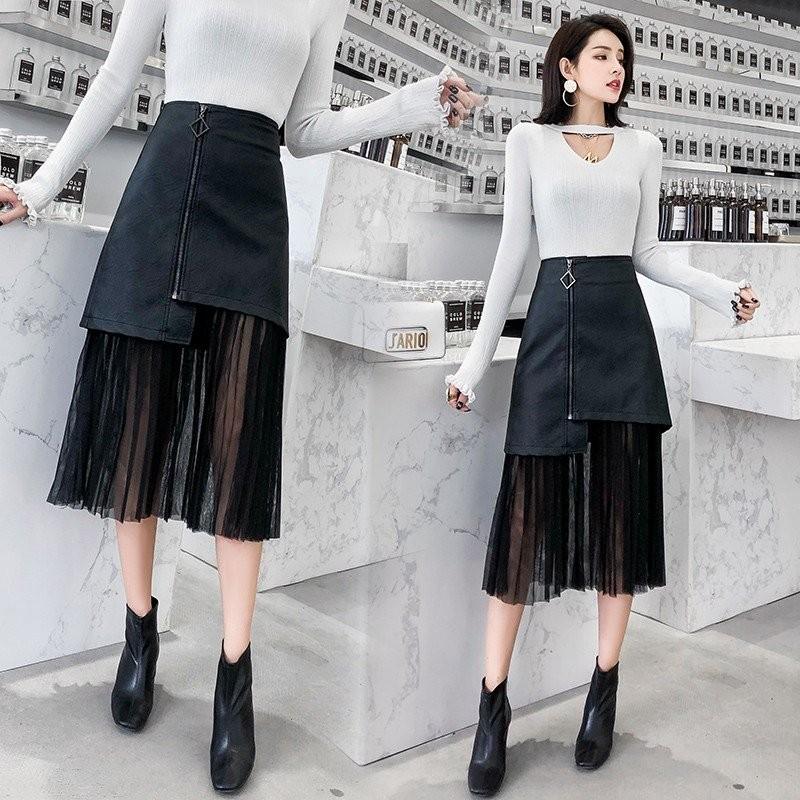 レザースカート ボトムス 異素材mix 異素材ドッキング ハイウエスト シースルー アシンメトリー Puレザー 韓国 Mme4154 Mme4154 Dress Bird 通販 Yahoo ショッピング