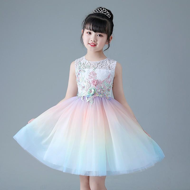 キッズ ドレス ワンピース ノースリーブ レース 花 フレア レインボー チュール 透け感 子ども 韓国 Mme4706 Mme4706 Dress Bird 通販 Yahoo ショッピング