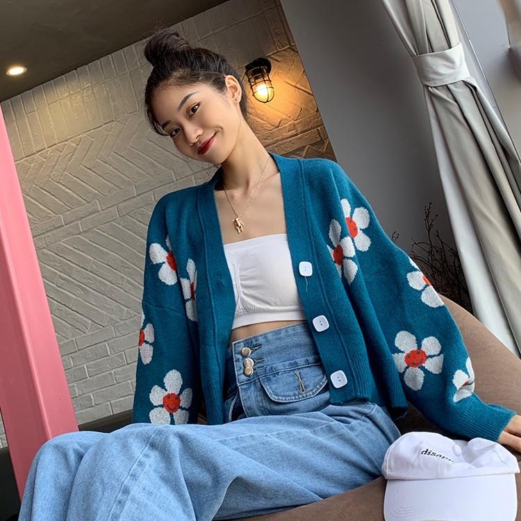 カーディガン ニット 花柄 Vネック ボタン ショート丈 羽織り 長袖 セーター 袖ボリューム 韓国 Mme4970 Mme4970 Dress Bird 通販 Yahoo ショッピング