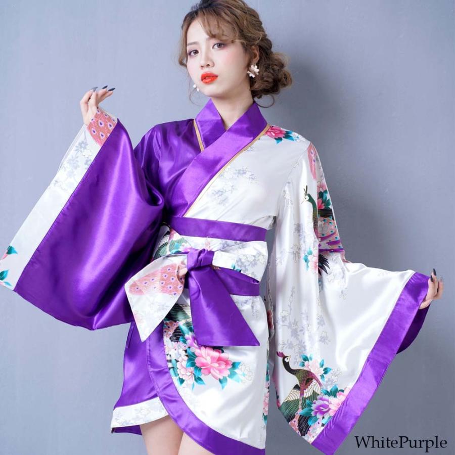 花魁 コスプレ 着物 コスプレ 着物ドレス 花魁 コスプレ 浴衣 祭り ダンス衣装 よさこい衣装 送料無料 バイカラー孔雀和柄着物ミニドレス 花魁 ドレス|dress-casual|15