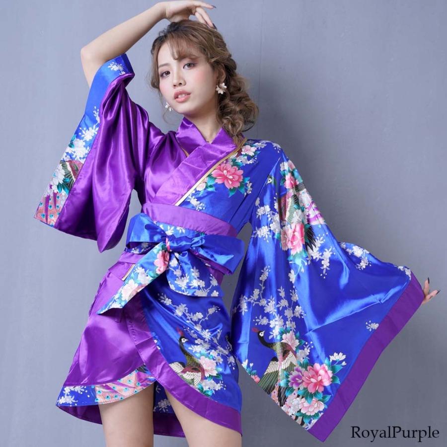 花魁 コスプレ 着物 コスプレ 着物ドレス 花魁 コスプレ 浴衣 祭り ダンス衣装 よさこい衣装 送料無料 バイカラー孔雀和柄着物ミニドレス 花魁 ドレス|dress-casual|16
