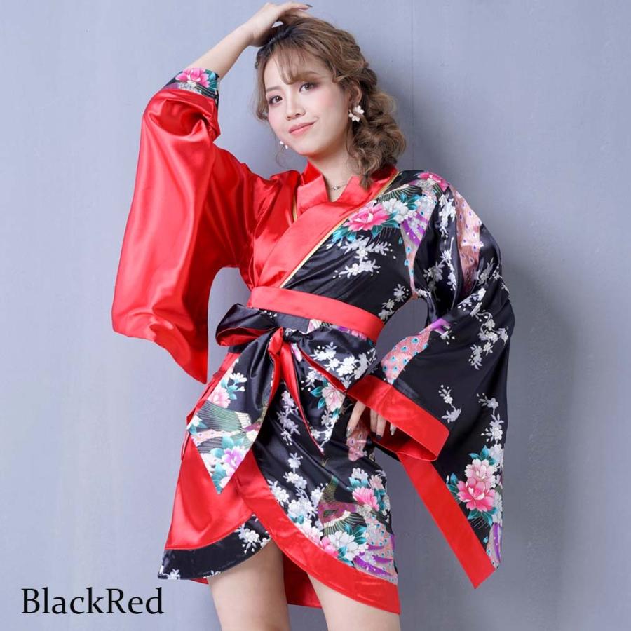花魁 コスプレ 着物 コスプレ 着物ドレス 花魁 コスプレ 浴衣 祭り ダンス衣装 よさこい衣装 送料無料 バイカラー孔雀和柄着物ミニドレス 花魁 ドレス|dress-casual|10