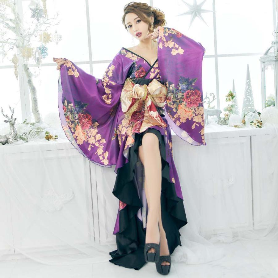 花魁 コスプレ ロング 仮装 コスプレ 和服 着物 花魁 ドレス 衣装 着物 コスプレ 巫女  送料無料 前開きフリルゴージャス花魁着物ロングドレス 花魁 コスプレ ロング 仮装 和服 着物 ドレス 衣装 巫女 送料無料 前