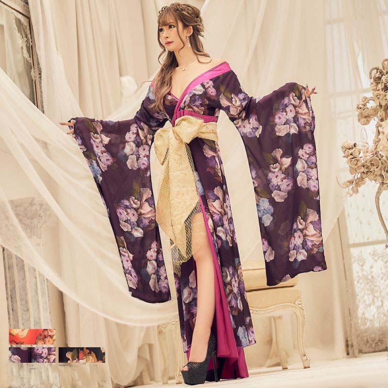 花魁 コスプレ ロング 仮装 コスプレ 和服 着物 花魁 ドレス 着物 コスプレ セクシー ワンピースタイプシフォン花魁コスプレ着物ロングドレス 0959 ドレスアンドカジュアルマーケット 通販 Yahoo ショッピング