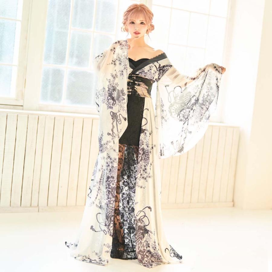 花魁 コスプレ ロング 仮装 コスプレ 和服 着物 花魁 ドレス 着物 コスプレ シフォン×インナー花柄レース ワンピースタイプ コルセット風 花魁着物ロングドレス 花魁 コスプレ ロング 仮装 和服 着物 ドレス シフォン×和柄コルセット