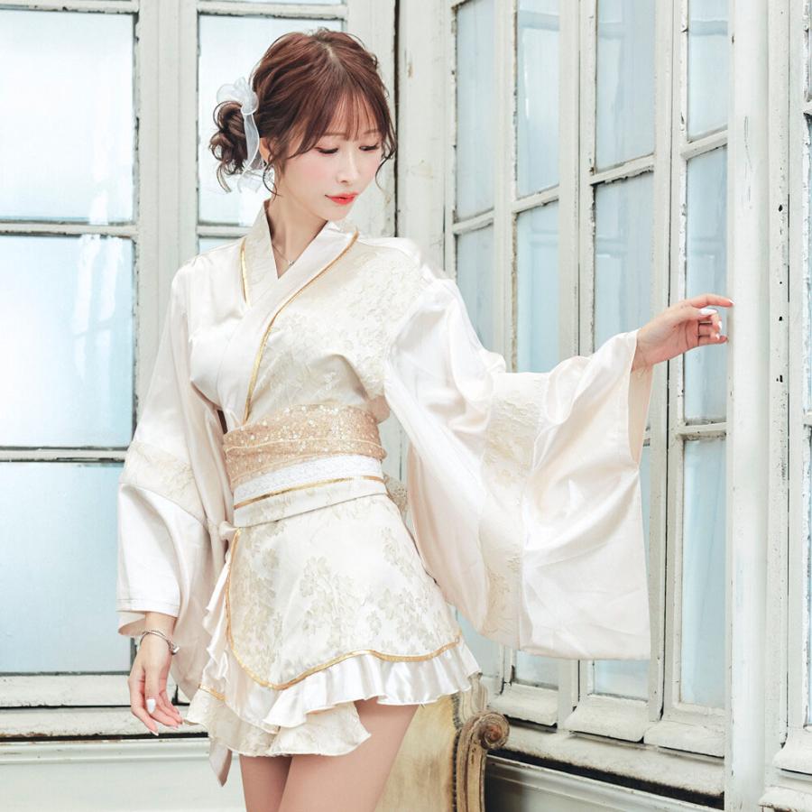 花魁 コスプレ 着物ドレス オフショルダー ミニドレス 豪華帯リボン