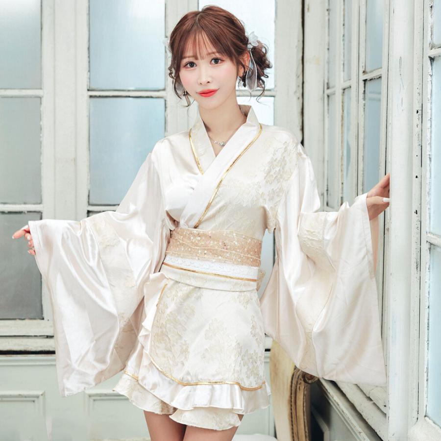 花魁 コスプレ 着物ドレス オフショルダー ミニドレス 豪華帯リボン
