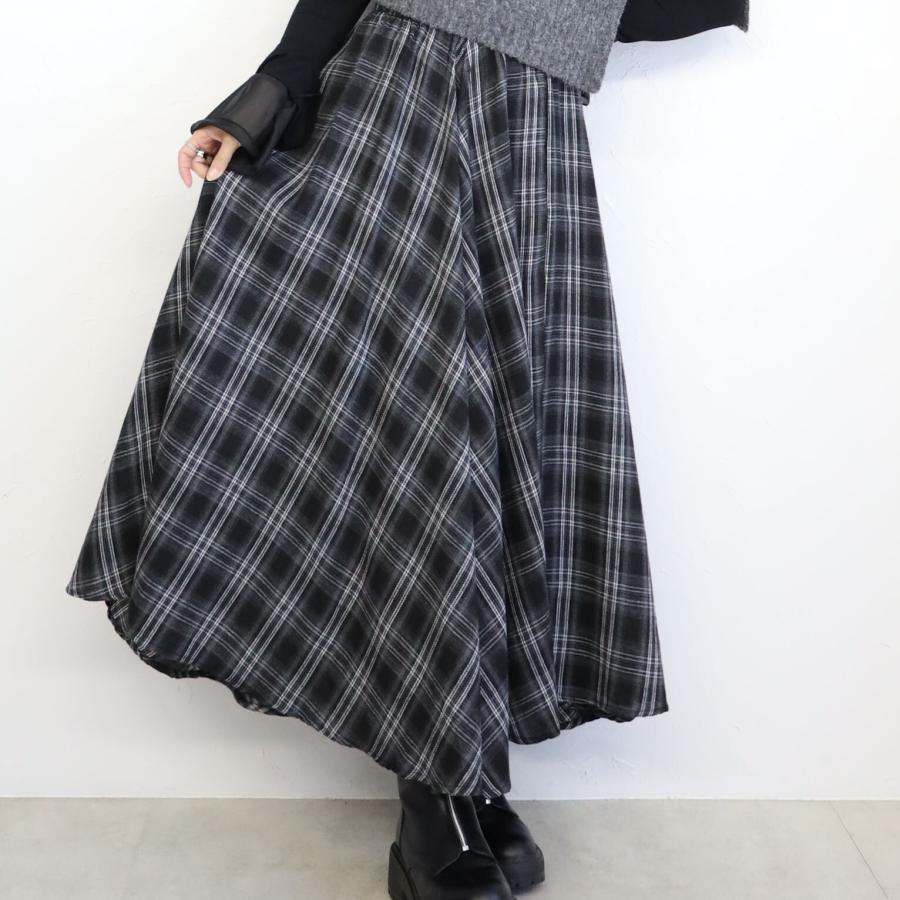 アシンメトリー チェック スカート ロング丈 マキシ フレア レディース