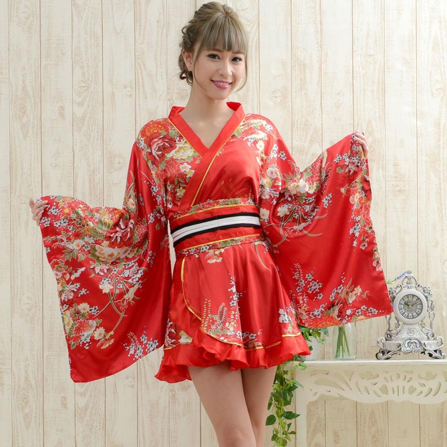 花魁 コスプレ 着物ドレス ミニ 衣装 和風柄花魁着物ミニドレス