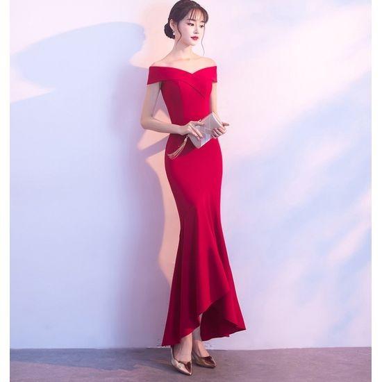 結婚式 ドレス フィッシュテール ロング タイト セクシー オフ