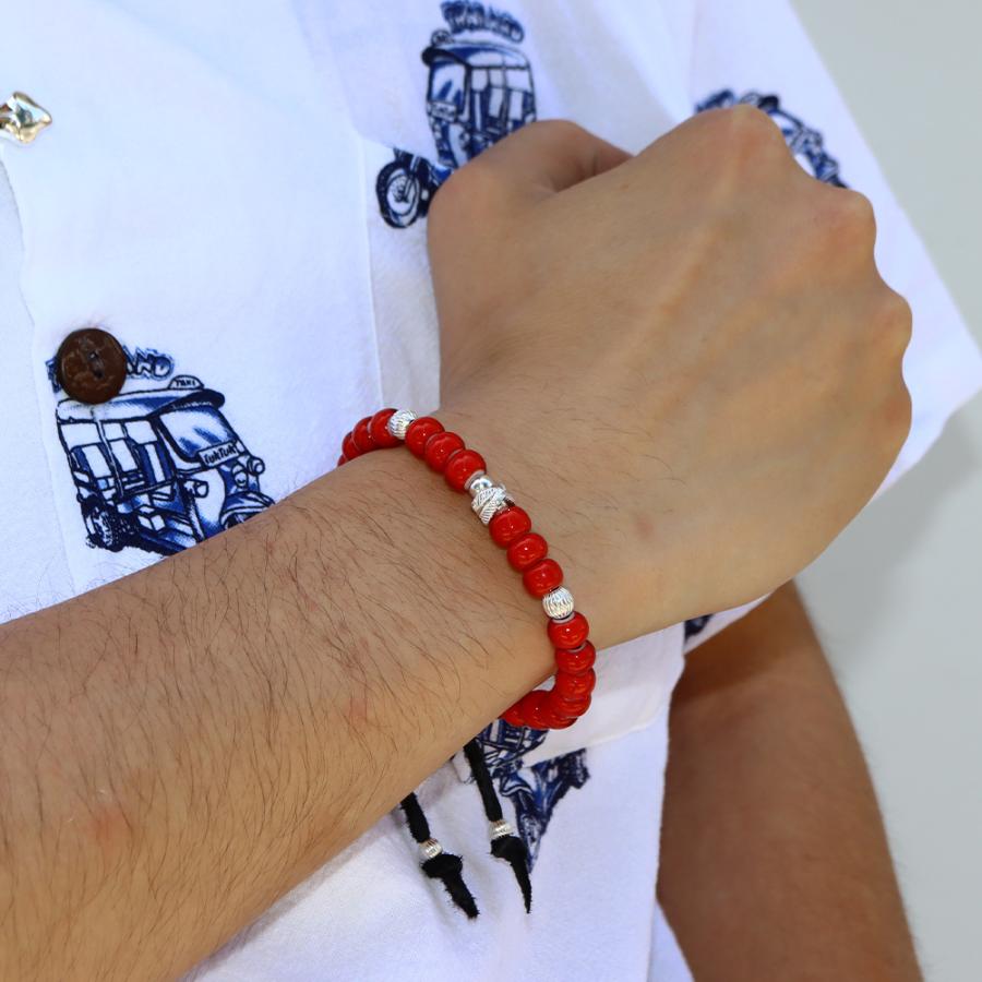 TADY＆KING フェザービーズSV＆レッドビーズブレスレットの画像