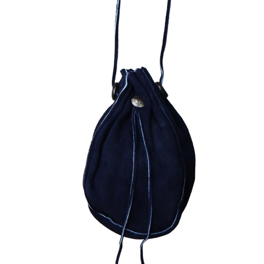 ディアスキンコンチョ付巾着バッグ ネイビー大 タディアンドキング