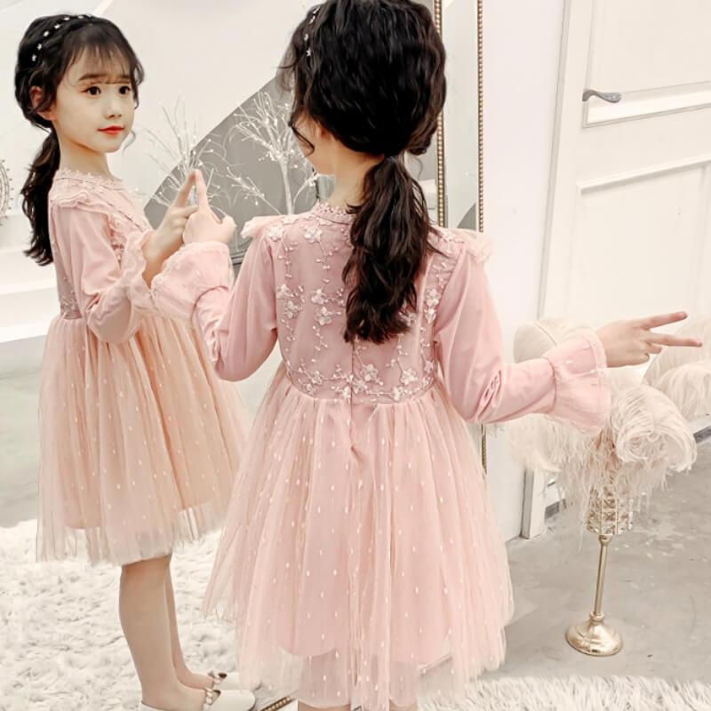 子供ドレス 長袖 カラードレス キッズ フワラーガール ワンピース 可愛い 女の子 子どもドレス 子供服 発表会 結婚式 衣装 楽天カード分割 子供服