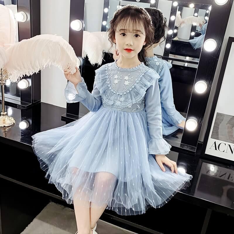 子供ドレス 長袖 カラードレス キッズ フワラーガール ワンピース 可愛い 女の子 子どもドレス 子供服 発表会 結婚式 衣装 楽天カード分割 子供 服