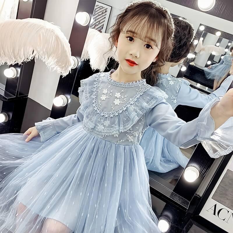 子供ドレス 長袖 カラードレス キッズ フワラーガール ワンピース 可愛い 女の子 子どもドレス 子供服 発表会 結婚式 衣装 楽天カード分割 子供 服